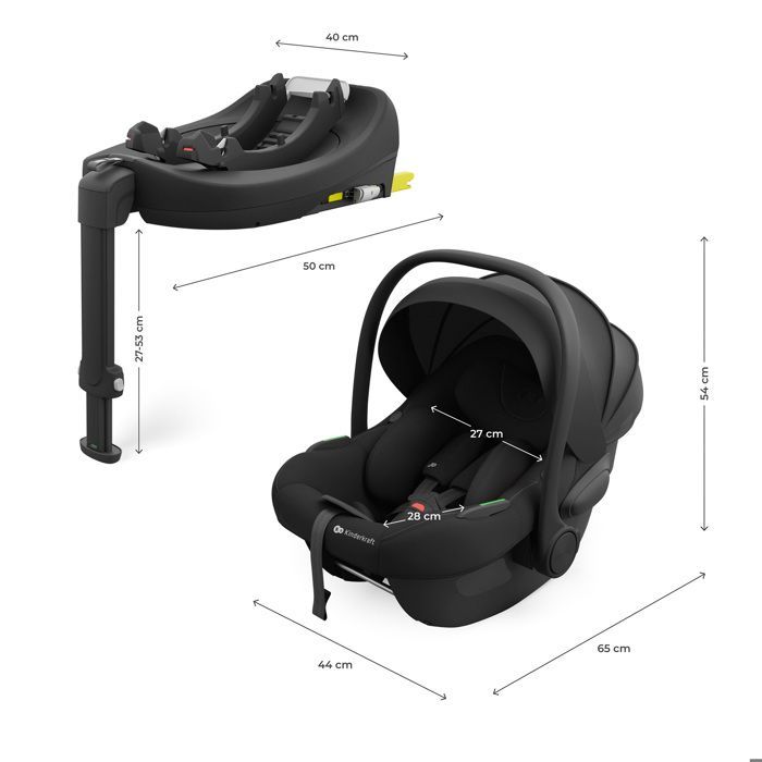Kinderkraft I-LITE ENDURA SAFE FX i-Size Car Seat 40-87 cm – Rear-Facing, ISOFIX or Belt, ECE R129, Stroller Compatible, Black