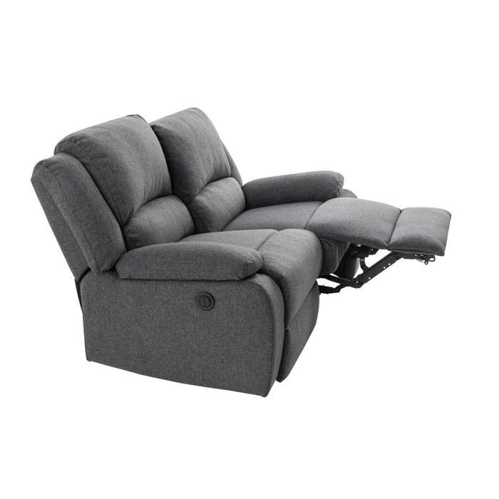 Sofá reclinable eléctrico de 2 plazas LEO en tela - 143 x 93 x 96 cm - LOUNGITUDE