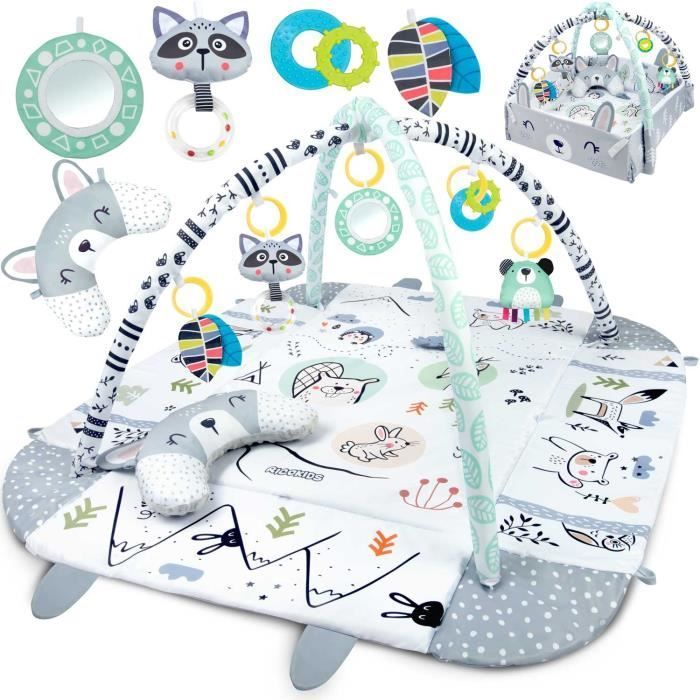 Interactive Educational Mat - RICOKIDS - 110x100 cm - Rabbit - Double-sided - Multifunctional Toys - Soft Cushion Included