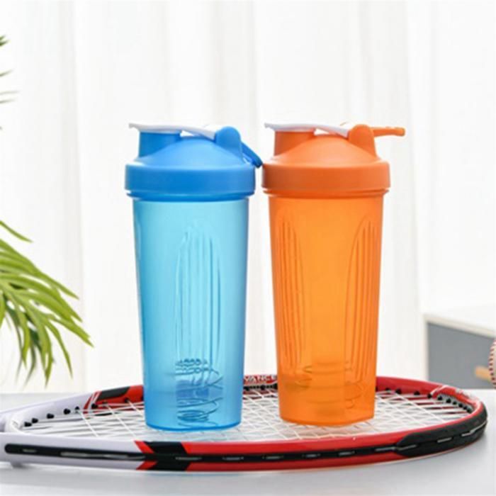 Vaso mezclador deportivo portátil, práctico vaso para mezclar, botella mezcladora de plástico de 600 ml para adultos, color rosa.