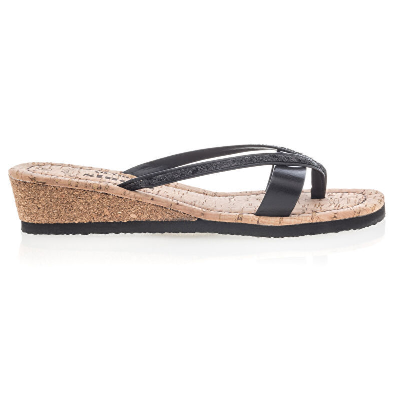 Női fekete flip-flop papucsok / tanga szandálok