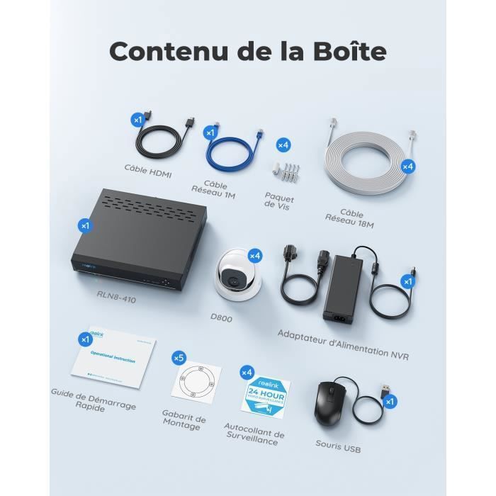 Reolink 4K Surveillance Camera Kit - 4 PoE Cameras - 8CH NVR - 24/7 Recording - Remote Access