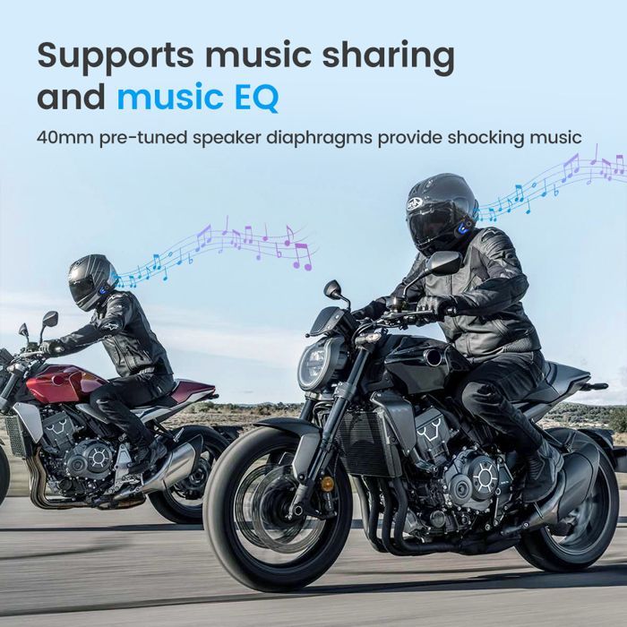 GEARELEC Motorcycle Intercom Bluetooth Helmet Kit with Microphone, 1500M Range, for 8 Riders, IPX67 Waterproof, Automatic Answering
