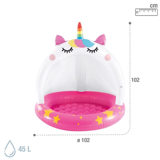  Piscine gonflable Intex Cat Unicorn avec fond rembourré et auvent Ø102