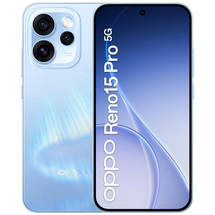 Smartphone 5G - OPPO Reno15 Pro - 12 GB di RAM - 512 GB - Blu Aurora - Fotocamera ultra nitida da 200 MP - Video 4K HDR - Versione UE