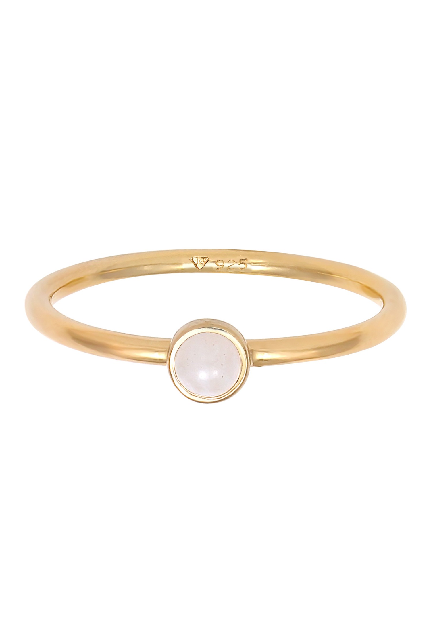 Elli Femmes Pile Basique Minimaliste avec Quartz Rose en Argent Sterling 925 Plaqué Or