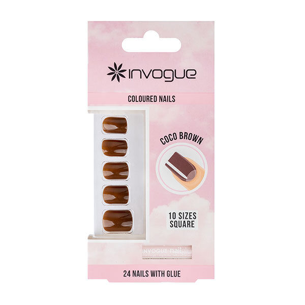 Invogue Coco Brown Square Nails - balení 24 kusů