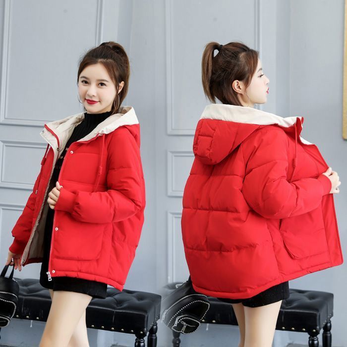Chaqueta de plumas Funmoon para mujer - Chaqueta de plumas de pato para invierno - Rosa - Cremallera