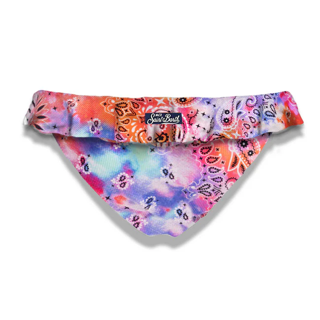 Meisjesbadpak met ruches en bandana-print