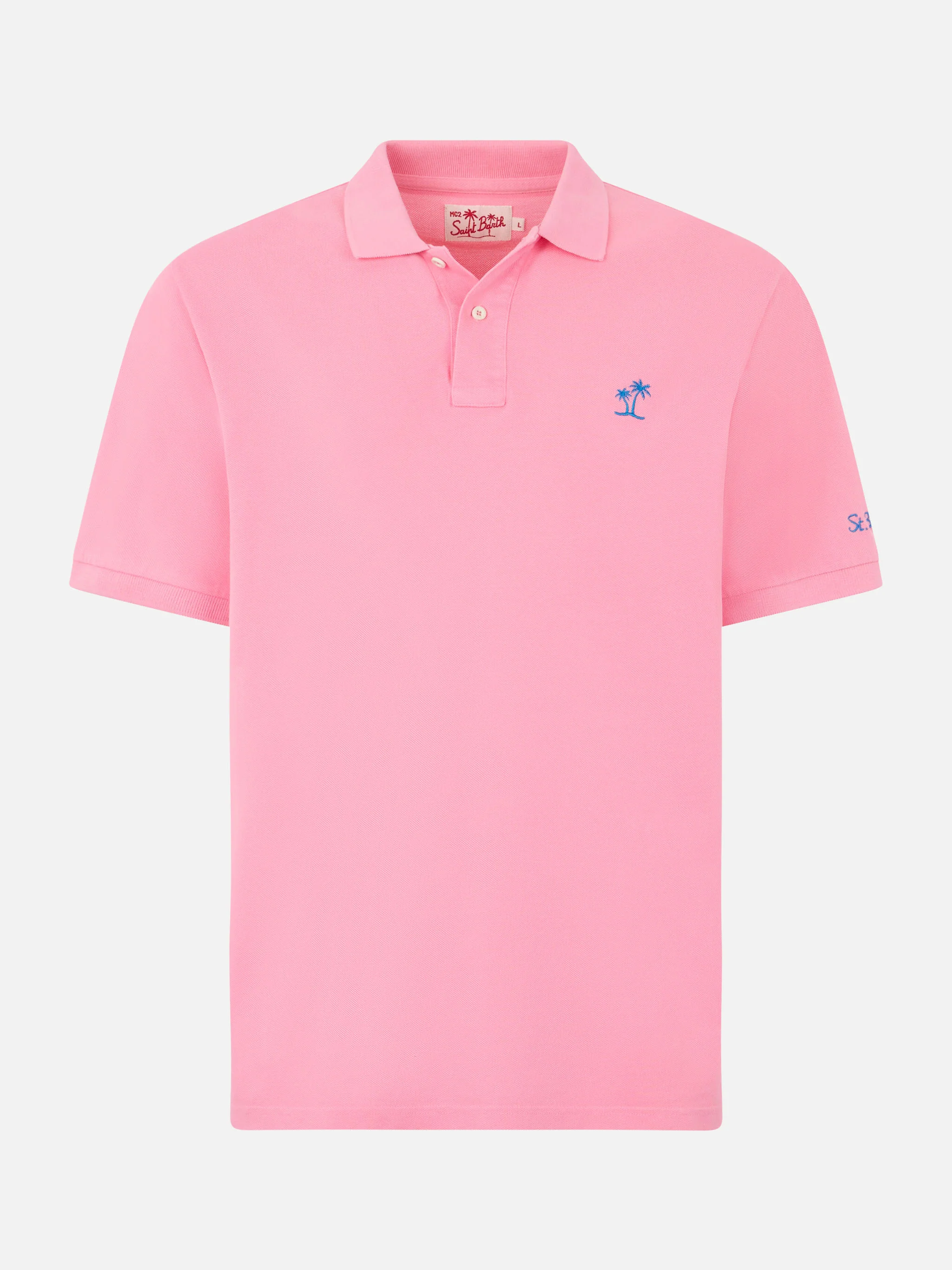 Roze piqué poloshirt voor heren met St. Barth-logo en vintage-effect.