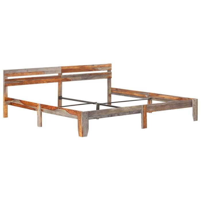 Gris 200 x 200 cm - Cama de madera - Carga máxima 150 kg - Estructura de cama - Colchón no incluido - Madera maciza 200x200 cm 005_346576