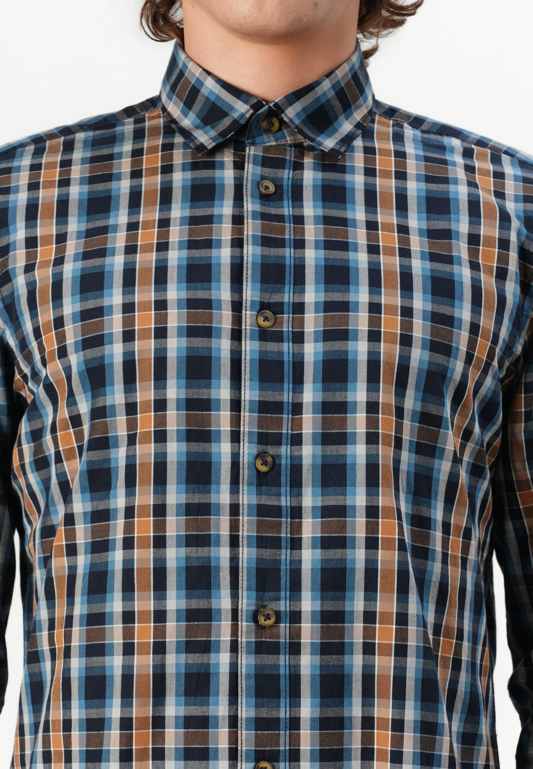 TOM TAILOR CHECKED - Koszula - granatowa