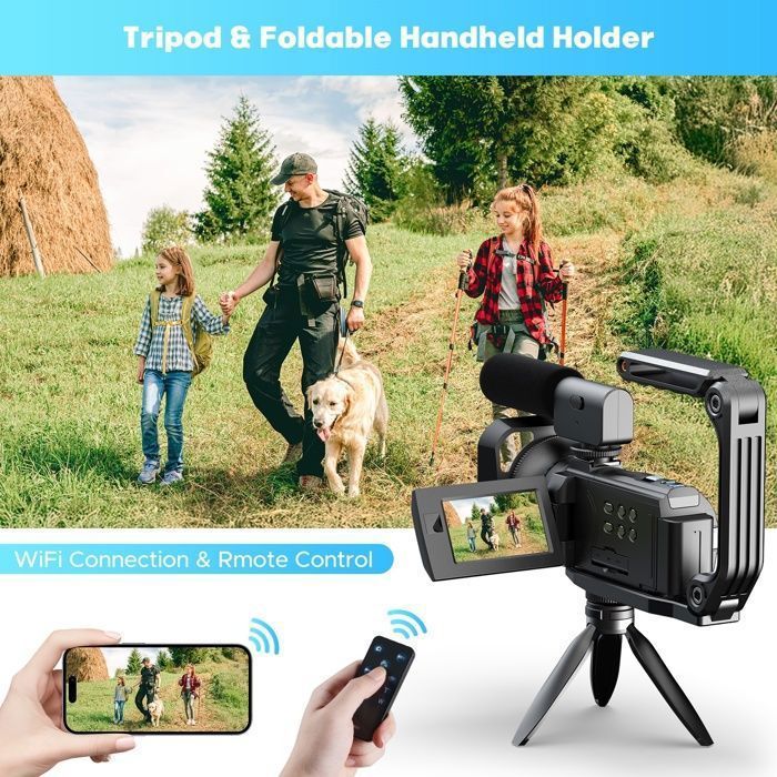 Videocámara 5K+1080P, doble lente, 56MP, cámara de video, vlogging, WiFi, pantalla táctil de 3