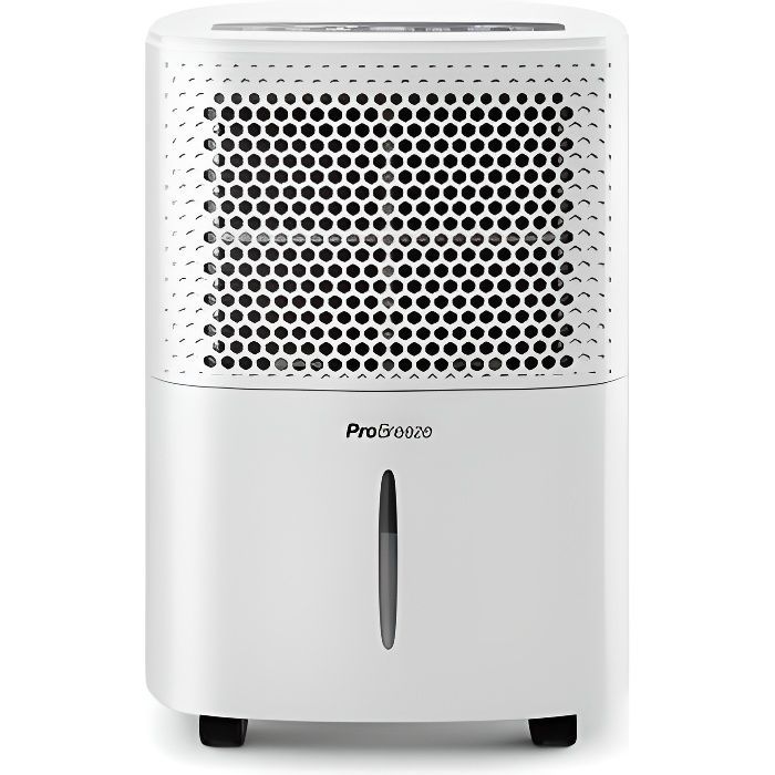 Deshumidificador portátil Pro Breeze de 12 L/día con 3 modos, pantalla digital, drenaje continuo, temporizador y contador.