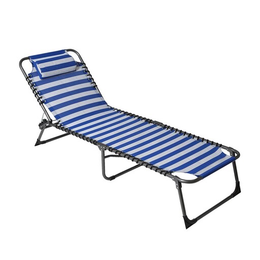 Tumbona 190x60x28 cm Textiline De Doble Capa Nylon Marinero Con Almohada