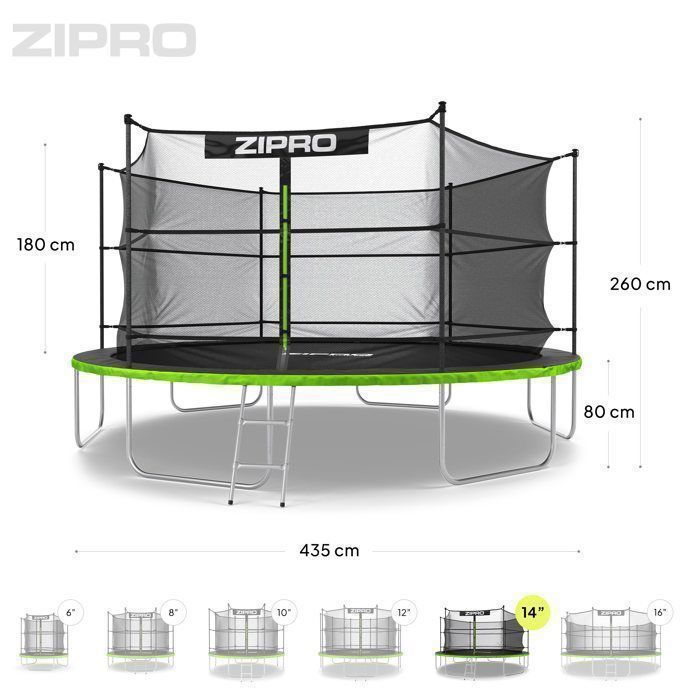 ZIPRO Jump Pro Garden Trampoline - 435 cm - Max Weight 150 kg - Secured with Ladder