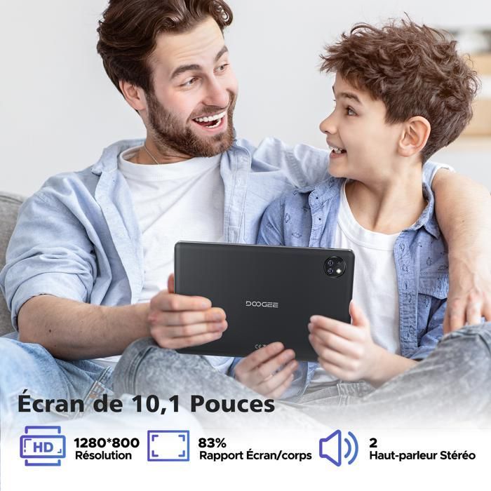 Tablette Tactile DOOGEE T10W 10.1 pouces Android 14 Dual SIM LTE 9 Go RAM + 128 Go ROM 8000mAh - WiFi 4G Tablette PC TÜV - Noir