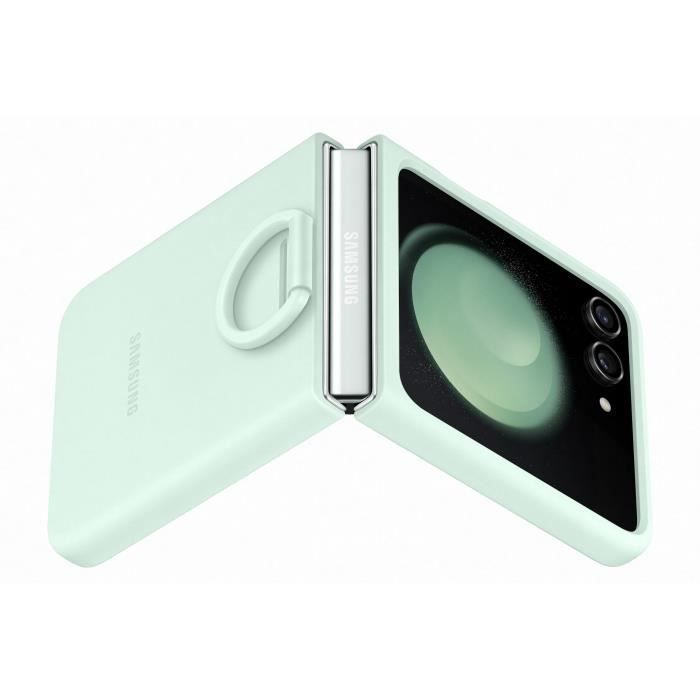 Coque et étui téléphone mobile Samsung Coque silicone avec anneau Z Flip 5 Vert d''eau