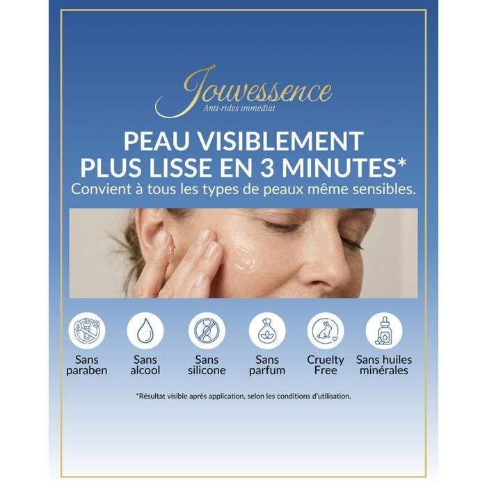 JOUVESSENCE Instant Anti-Wrinkle Serum – Kiinteyttävä vaikutus 3 minuutissa – Silottaa ryppyjä ja turvotusta – Kestää 10 tuntia – Kollageeni – Kasvot ja silmänympärysiho 15ml