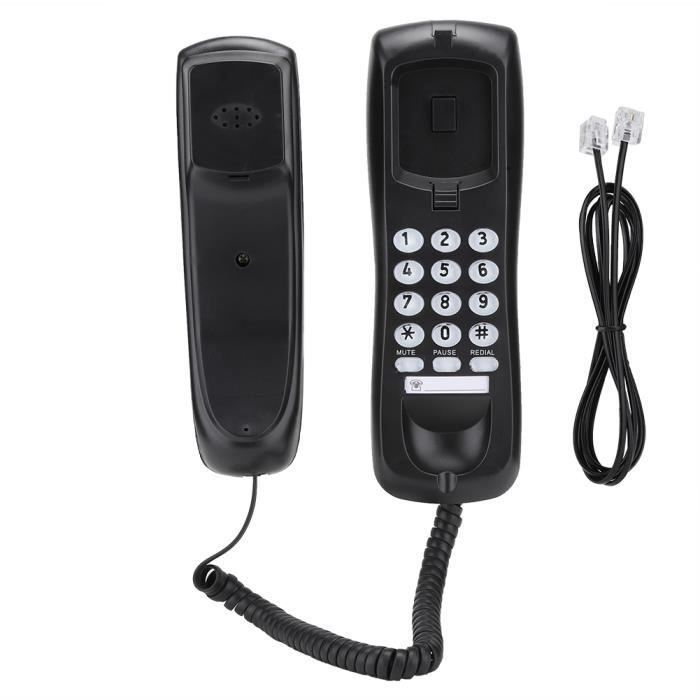 KX T628 Schwarzes, kabelgebundenes Wandtelefon für den Schreibtisch, Heimbürotelefon, abnehmbares Telefon