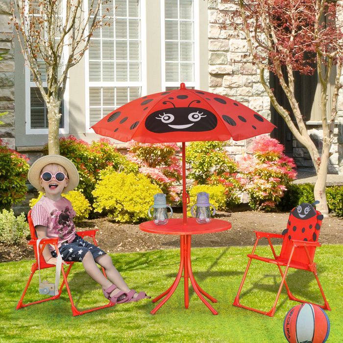 Outsunny - Ensemble salon de jardin enfant - métal - 50x50x46cm - Rouge