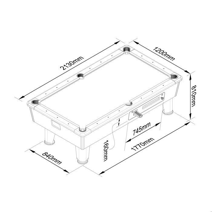 7-foot green pool table with manual coin mechanism – Competition