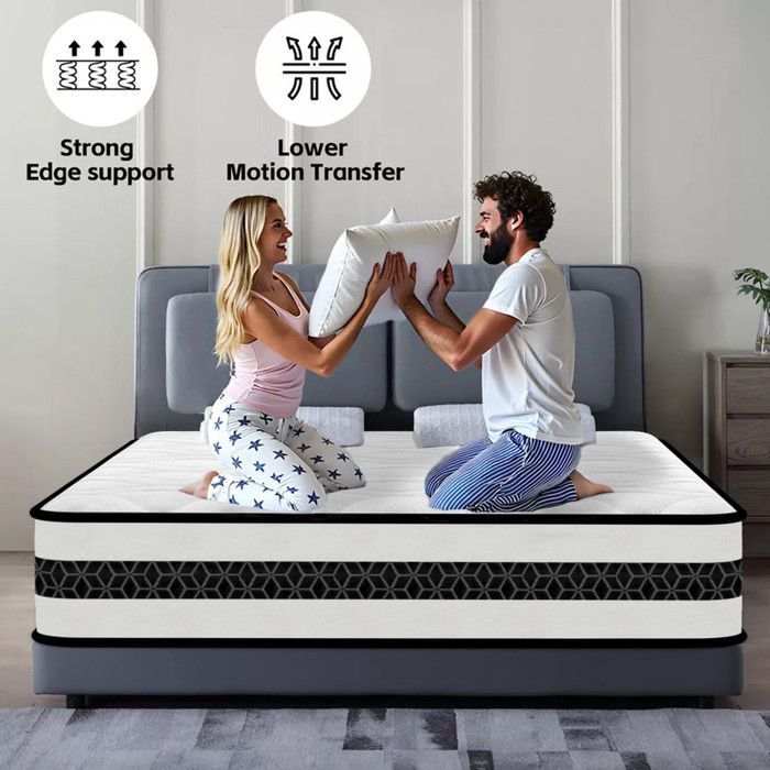Colchón de 140 × 190 cm - 28 cm de grosor - Soporte firme H3 - Muelles ensacados + espuma viscoelástica - Transpirable y ortopédico - Certificado Oeko-Tex