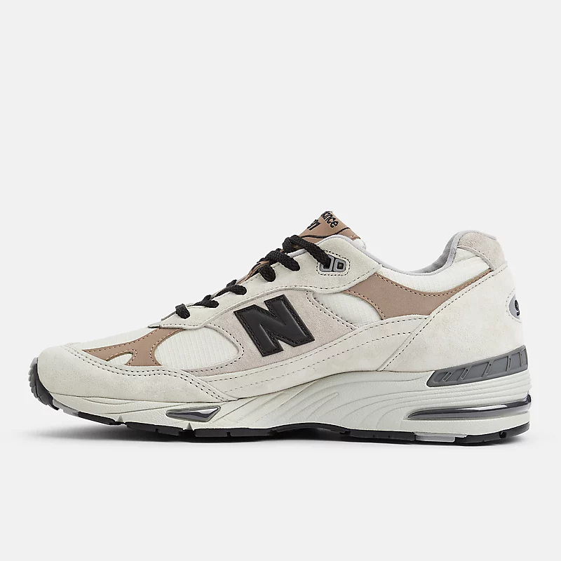 Męskie buty MADE in UK 991v1 Urban Winter - Pelican af Island Fossil og prażonymi orzechami nerkowca
