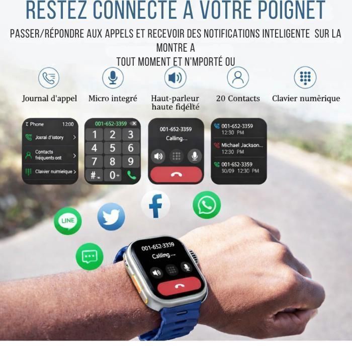 Montre Connectée Homme Femme Bluetooth Appel Multifonction Sport Cardiofrequencemètres IP67 Étanche Smartwatch pour Android iphones