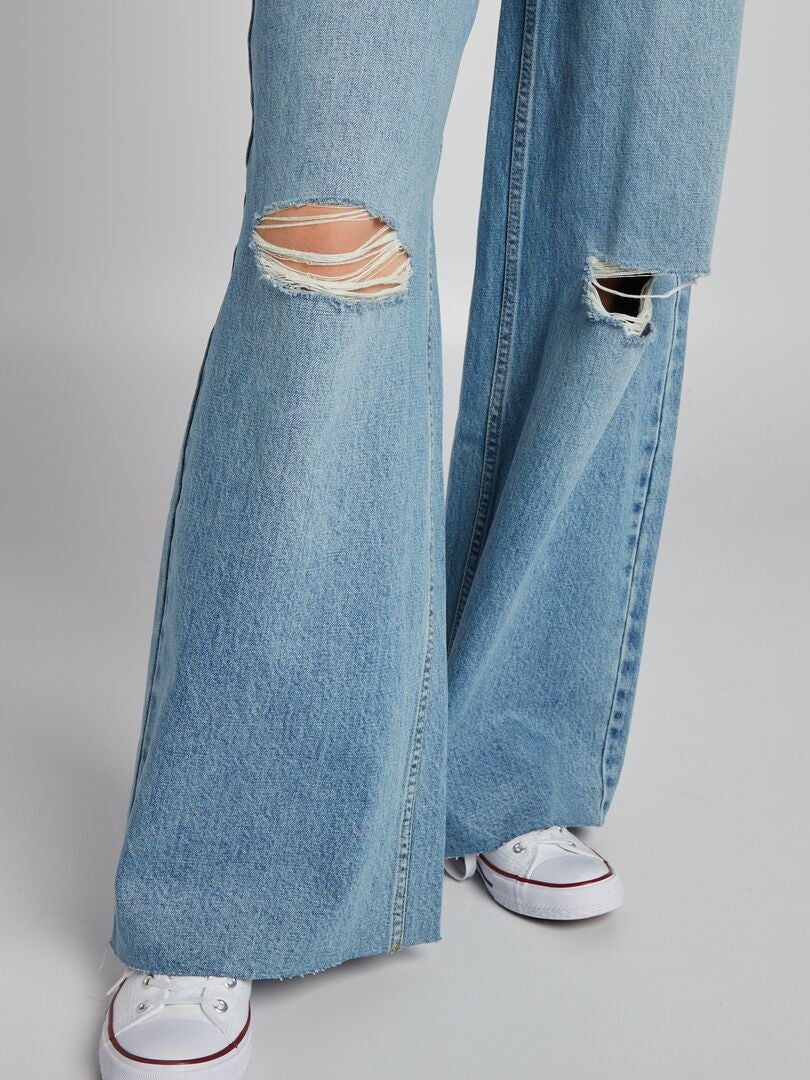 Calça jeans de perna larga - AZUL