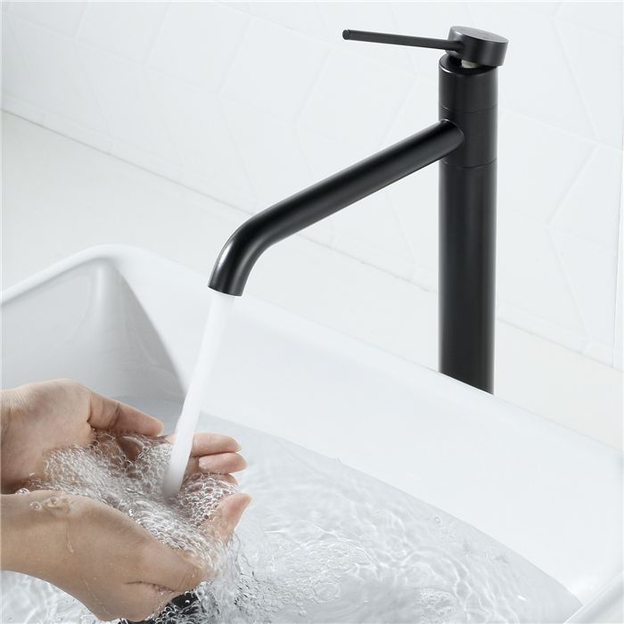 Bathroom Faucet - High Spout Basin Mixer Tap - HOMELODY - Matte Black