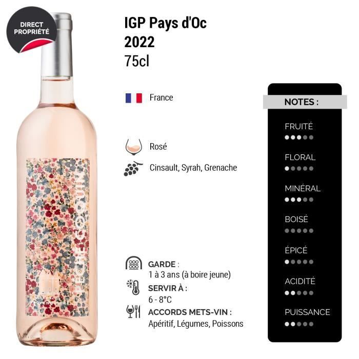 Pays d'Oc Péché Coquin Rosé 2022 - Caixa com 6 garrafas de 75cl - Domaine La Provenquière - Vinho Rosé IGP de Languedoc-Roussillon