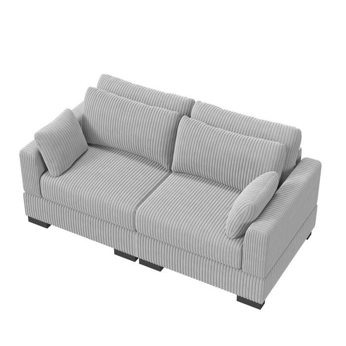 Sofá de 2 lugares - EIFSON - Sofá modular conversível - Listras verticais - Cinza - Design contemporâneo