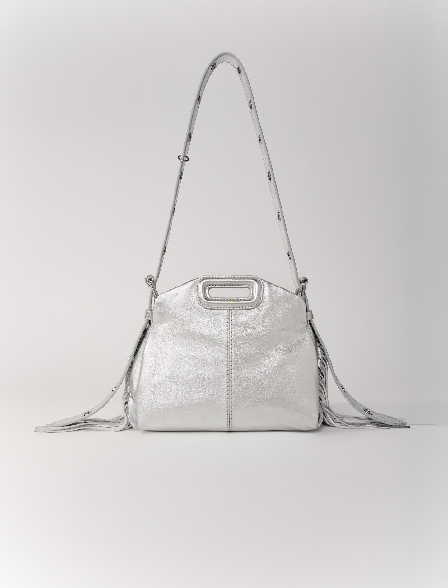 Miss M metallic leren minirok - Zilver