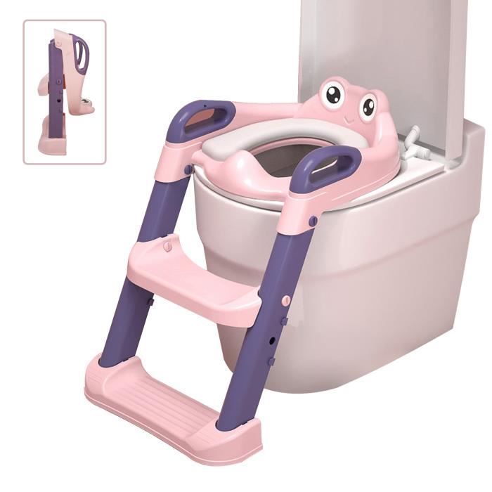 SINBIDE Reducteur de WC pour Enfant - Siège de Toilette avec Marches - Pot Évolutif - Pliable - Rose