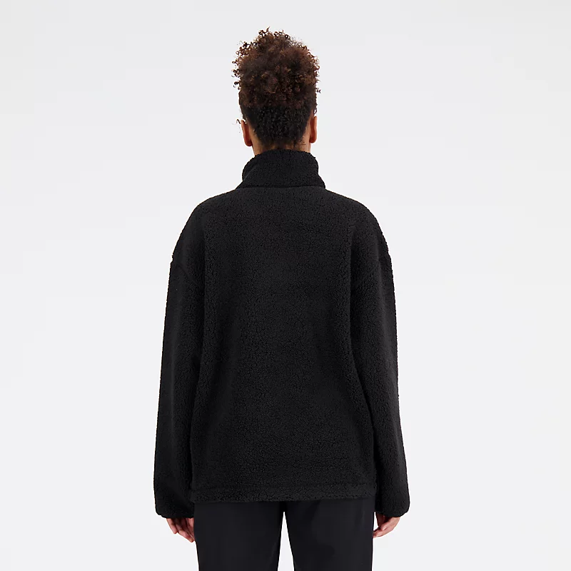 Kobiecy sweter typu sherpa Achiever - CZARNY