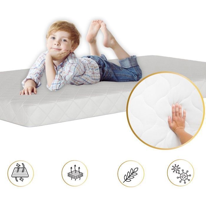 Colchón de espuma infantil de 80x180 cm y 8 cm de grosor - CERTIFICADO