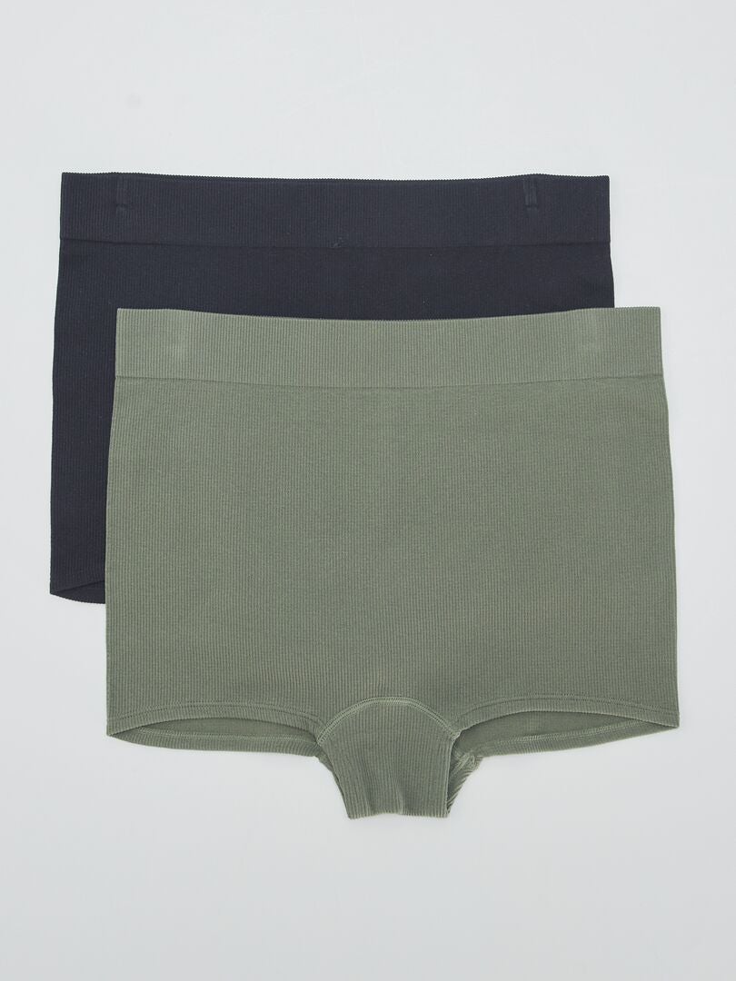 Conjunto de 2 pantalones culotte de punto acanalado - negro