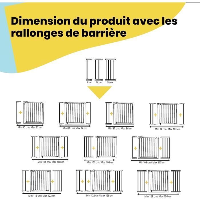 SAFETY 1ST Barrière de sécurité enfant Easy Close - Métal - 73 à 80 cm - pression, sans vis ni perçage - Blanc