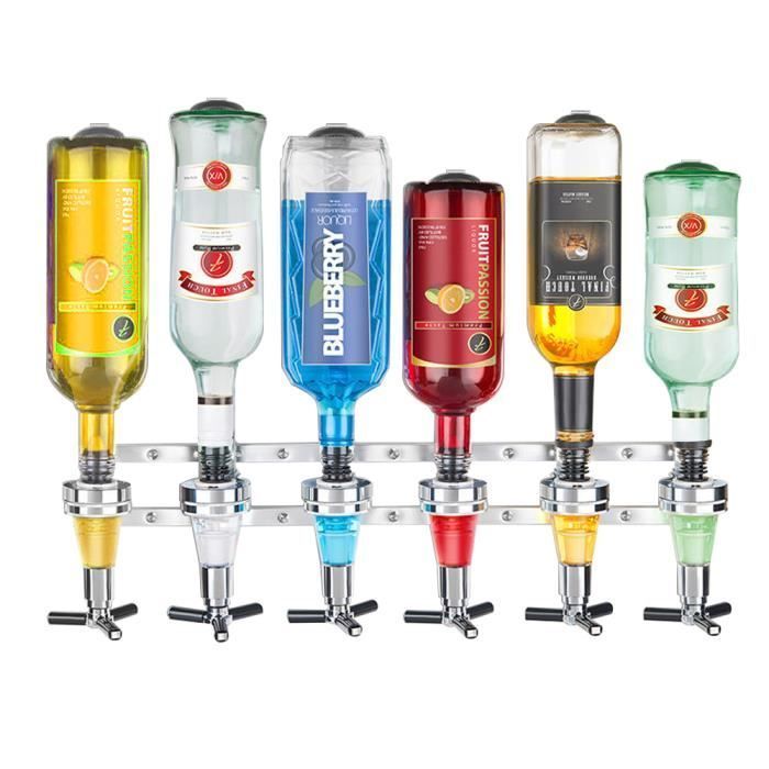 Finether Six Wall-Mounted Bar Butler Bottle Holder, Bottle Dispenser for Beverages/Wine/Juice/Cocktails/Alcohol, with Dispenser