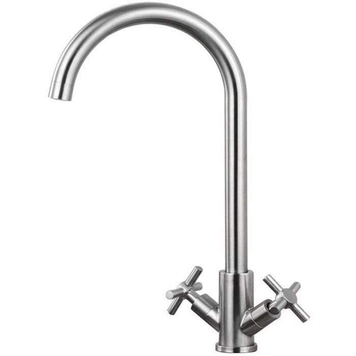 Grifo mezclador instantáneo para calentador de agua de cocina, con giro de 360° y 2 manijas.