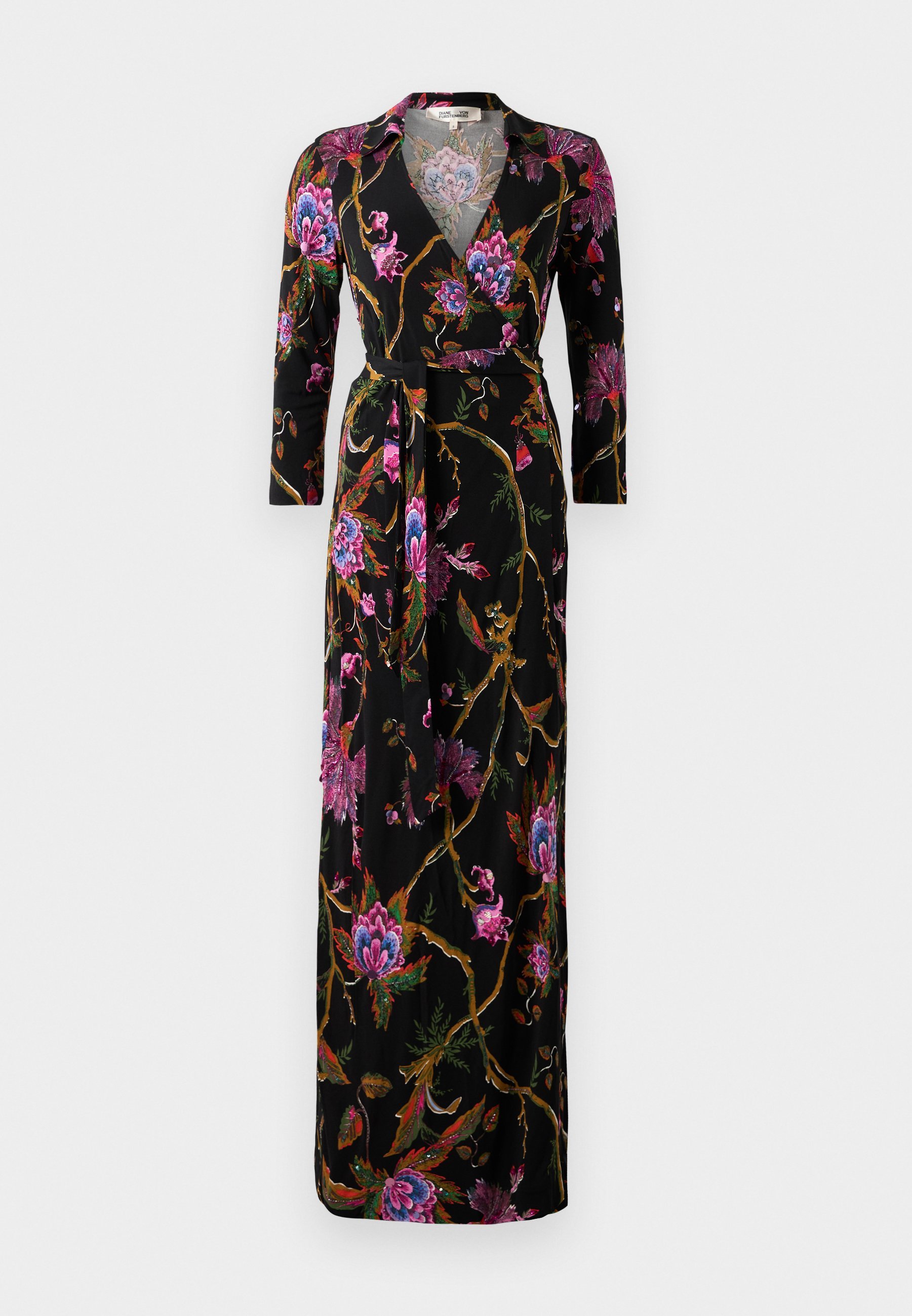 Diane von Furstenberg ABIGAIL DLHÉ ŠATY S ZAVÍRANÍM - Maxi šaty - čierne