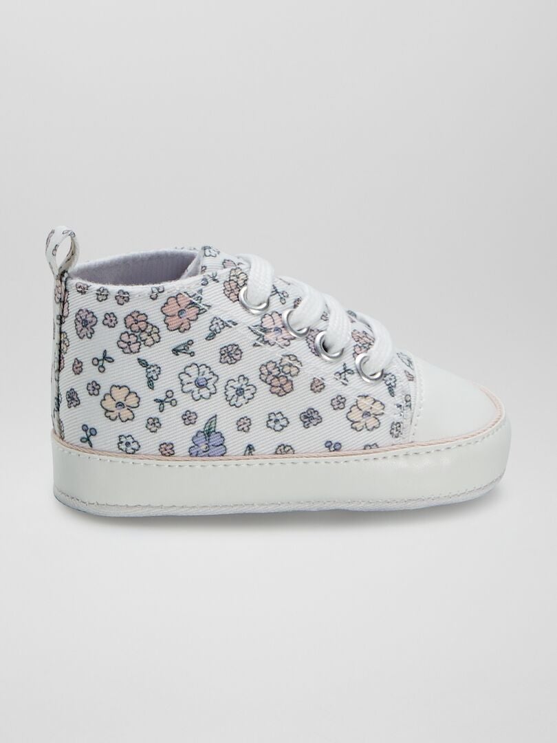 Hoge sneakers van canvas met bloemenprint - BEIGE