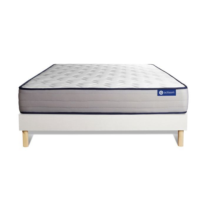 Ensemble Matelas Sommier 120x190 cm - Sommier Blanc (en kit) - Actilatex Form
