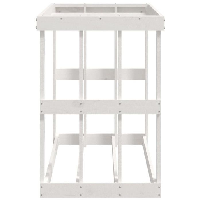 vidaXL Leñero de exterior blanco 108x52x74 cm Madera maciza de pino 822632