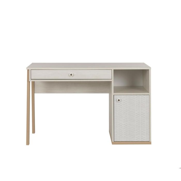 Escritorio con 1 puerta y 1 cajón - Charme - ALIKA - Blanco - Hecho en Francia