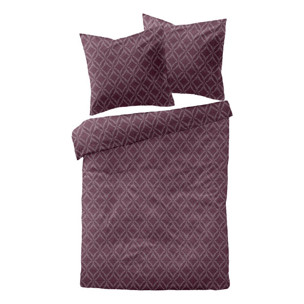 Jacquard flanellen beddengoed 200/220 + 2x80/80 cm, bordeauxrood grafisch