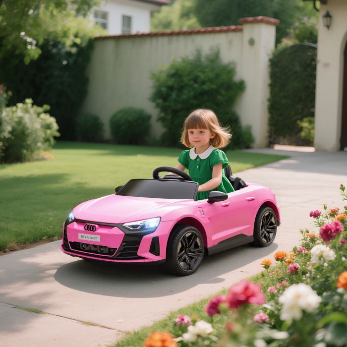 Children's Electric Ride-On Car - HOMCOM - Parental Remote Control - Sound and Light Effects - Pink Audi RS E-tron GT