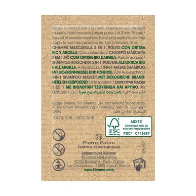 Klorane Nettle & Clay 2-in-1 -shampoo, luomunokkosjauhe, rasvoittuville hiuksille, 150ml