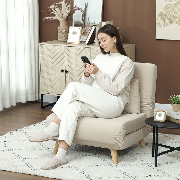 Sofá cama, sillón plegable con función de cama, cojines decorativos, sillón de relajación plegable con respaldo ajustable.